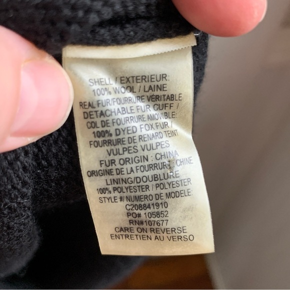 Alice + Olivia Black Long Sleeve Dress with Fur Cuffs - Picture 3 of 5